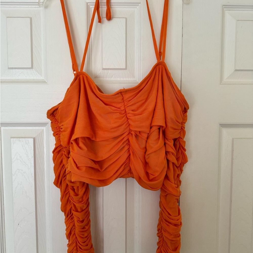 SHEIN Orange Ruched 2 Piece Set